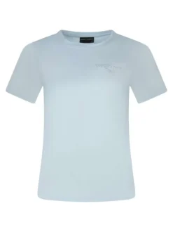 T-shirt bleu ciel uni avec une coupe près du corps et le logo brodé