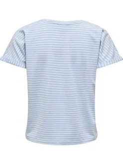 T-shirt bleu à coupe droite pourvu d'un col rond et de manches courtes