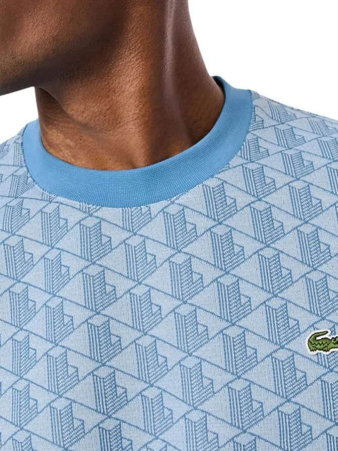 T-shirt bleu à coupe droite pourvu d'un col rond et de manches courtes