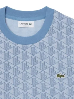 T-shirt bleu à coupe droite pourvu d'un col rond et de manches courtes