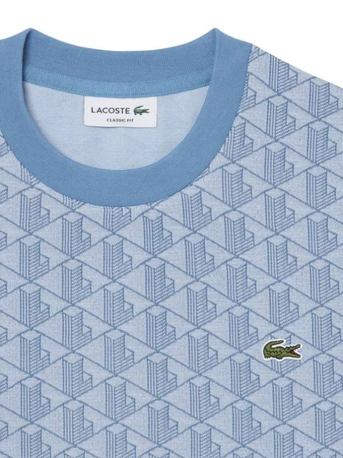 T-shirt bleu à coupe droite pourvu d'un col rond et de manches courtes