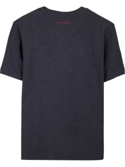 T-shirt bleu foncé à coupe droite pourvu d'un col rond et de manches courtes