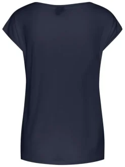 T-shirt bleu marine uni avec un col v et des manches très courtes