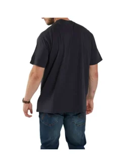 T-shirt bleu marine uni en coton à coupe droit et avec un col rond