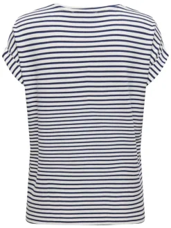 T-shirt bleu à rayures horizontales avec une coupe ample et un col rond