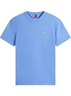 T-shirt bleu uni avec une coupe droite et des manches courtes
