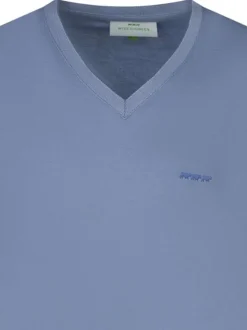 T-shirt bleu uni avec une coupe droite un col rond et des manches courtes