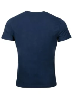 T-shirt bleu uni avec une coupe droite un col rond et des manches courtes