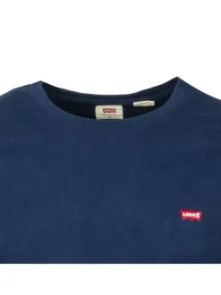 T-shirt bleu uni avec une coupe droite un col rond et des manches courtes