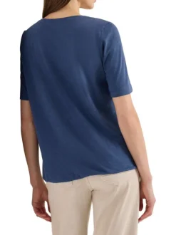 T-shirt bleu uni pourvu de manches courtes et d'une coupe droite