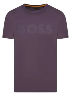T-shirt bordeaux uni avec une coupe droite à col rond et des manches courtes