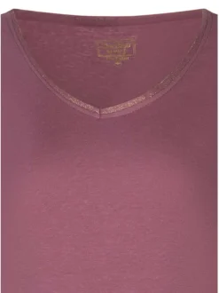 T-shirt brique uni pourvu d'une coupe droite et manches courtes