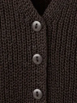 T-shirt chocolat uni sans manche pourvu d'une coupe droite et d'un col v