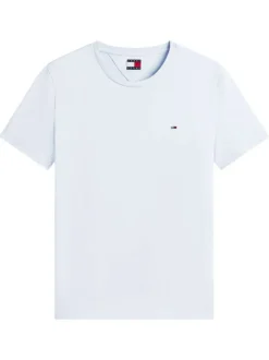 T-shirt ciel uni avec une coupe droite et des manches courtes