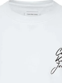 T-shirt court en coton blanc uni avec une coupe droite et un col rond