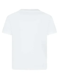 T-shirt court en coton blanc uni avec une coupe droite et un col rond