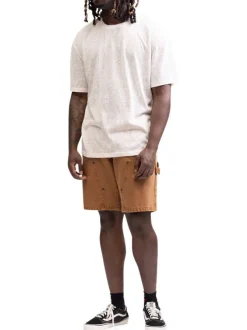T-shirt écru chiné avec un col rond une coupe droite et des manches courtes
