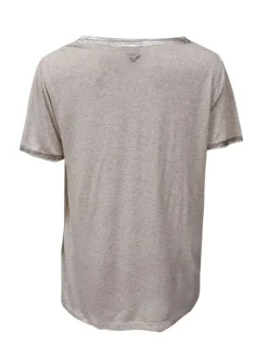 T-shirt écru chiné avec une coupe ample un col rond et des manches courtes