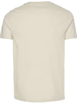 T-shirt écru en coton biologique uni coupe droite avec gros logo col rond