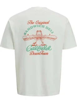 T-shirt écru à imprimé Garfield, col col rond et à manches courtes