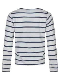 T-shirt écru à rayures avec une coupe droite et des manches longues