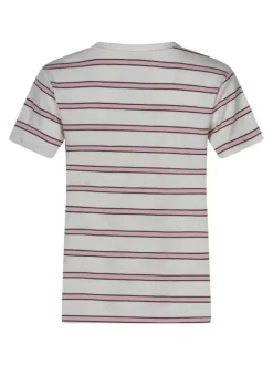 T-shirt écru à rayures doté d'une coupe droite et des manches courtes