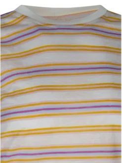 T-shirt écru à rayures pourvu d'une coupe droite et des manches courtes