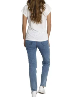 T-shirt écru uni avec une coupe ajustée et des manches courtes