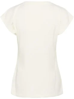 T-shirt écru uni avec une coupe ajustée et des manches courtes
