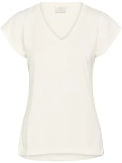 T-shirt écru uni avec une coupe ajustée et des manches courtes