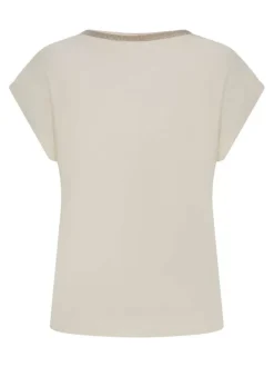T-shirt écru uni avec une coupe droite et des manches courtes