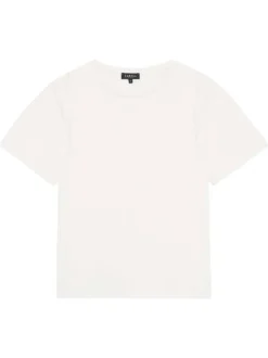 T-shirt écru uni avec une coupe droite et des manches courtes
