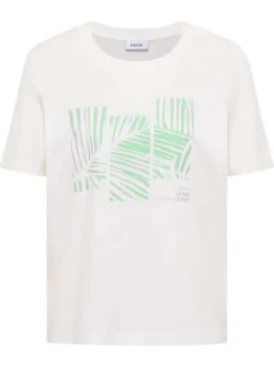 T-shirt écru uni avec une coupe droite et des manches courtes