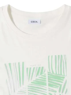 T-shirt écru uni avec une coupe droite et des manches courtes