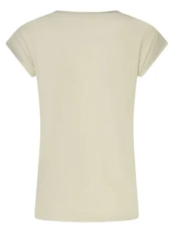 T-shirt écru uni avec une coupe droite un col rond et des manches courtes