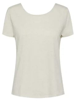 T-shirt écru uni avec une coupe droite un col rond et à manches courtes