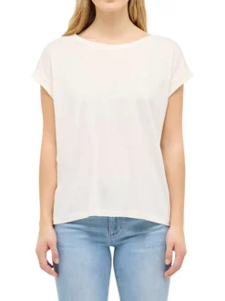 T-shirt écru uni avec une coupe large et des manches courtes