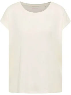 T-shirt écru uni avec une coupe large et des manches courtes