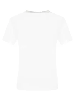 T-shirt écru uni coupe ajustée avec un col V et des manches courtes