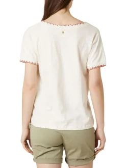 T-shirt écru uni pourvu de manches courtes et d'une coupe droite