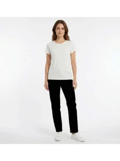 T-shirt Elva blanc uni pourvu de manches courtes et d'un col rond