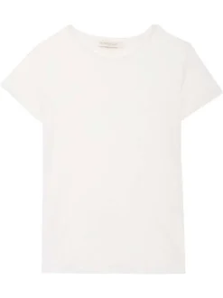 T-shirt Elva blanc uni pourvu de manches courtes et d'un col rond