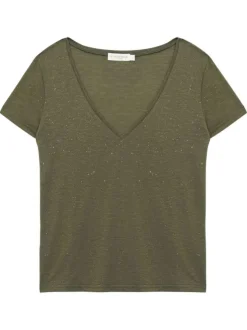 T-shirt Elvie kaki uni pourvu d'une coupe droite et de manches courtes