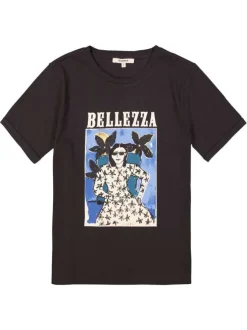 T-shirt en coton anthracite avec un imprimé fantaisie et un col rond