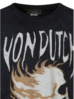 T-shirt en coton anthracite avec un imprimé à l'avant et une coupe droite