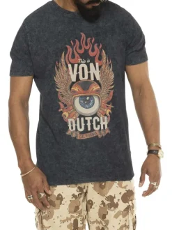 T-shirt en coton anthracite avec un imprimé une coupe droite et un col rond