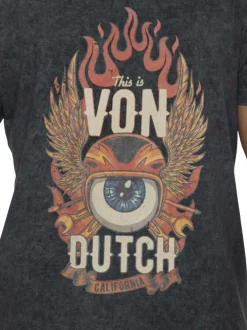 T-shirt en coton anthracite avec un imprimé une coupe droite et un col rond