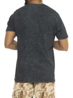 T-shirt en coton anthracite avec un imprimé une coupe droite et un col rond