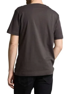 T-shirt en coton anthracite à coupe droite pourvu d'un col rond