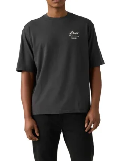 T-shirt en coton anthracite orné d'un imprimé camions et pourvu d'un col rond